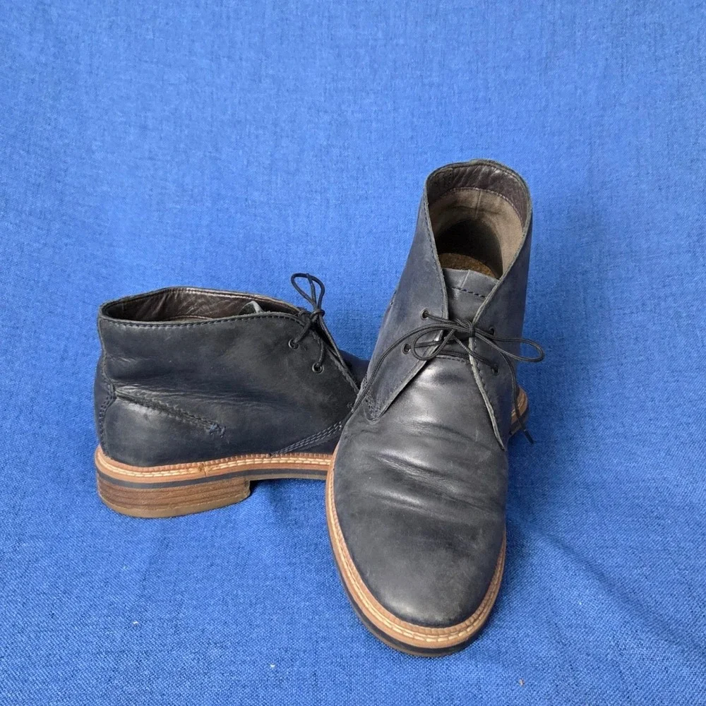Clarks Grimsby Hi Men's Size 9.5M Navy Midnight Leather Chukka Boots 261041407